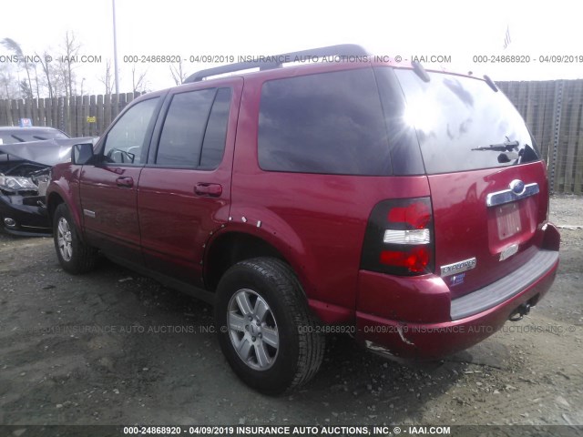 1FMEU73E68UA09716 - 2008 FORD EXPLORER XLT RED photo 3