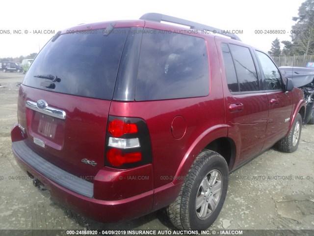 1FMEU73E68UA09716 - 2008 FORD EXPLORER XLT RED photo 4