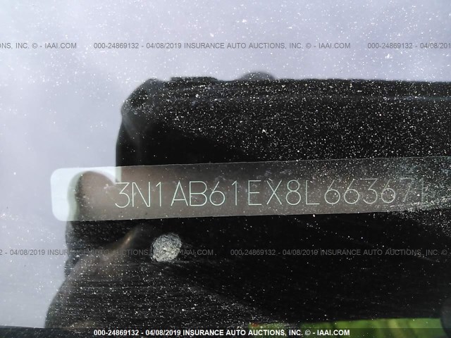 3N1AB61EX8L663671 - 2008 NISSAN SENTRA 2.0/2.0S/2.0SL BLACK photo 9