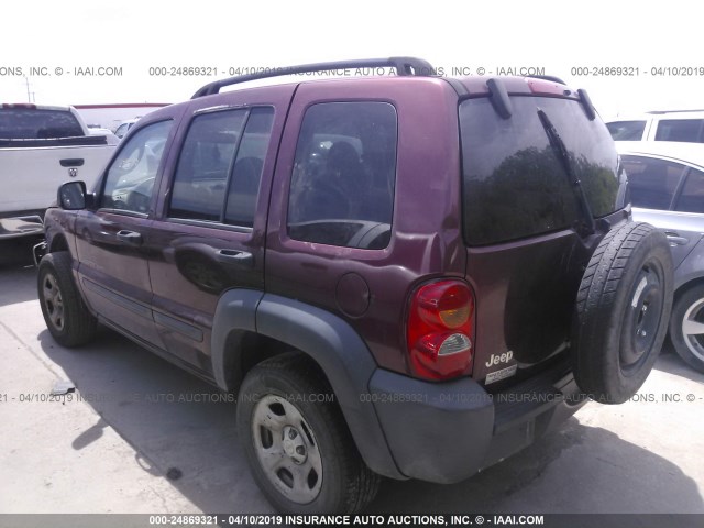 1J4GK48K23W689671 - 2003 JEEP LIBERTY SPORT/FREEDOM MAROON photo 3