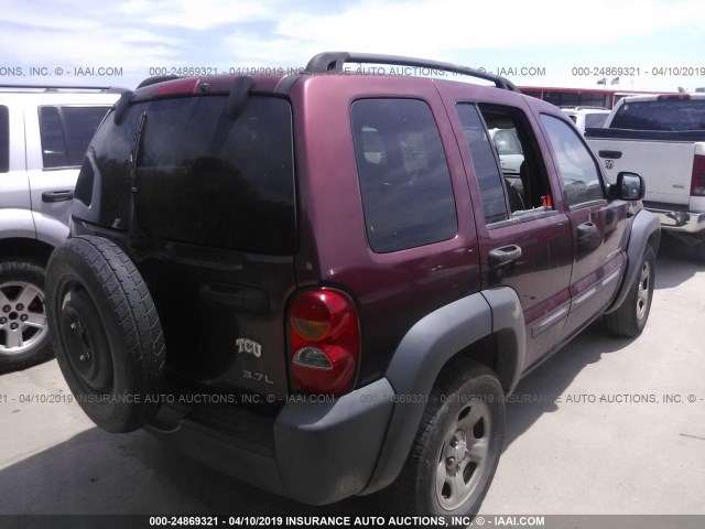 1J4GK48K23W689671 - 2003 JEEP LIBERTY SPORT/FREEDOM MAROON photo 4