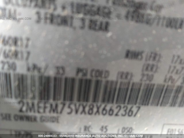 2MEFM75VX8X662367 - 2008 MERCURY GRAND MARQUIS LS SILVER photo 9