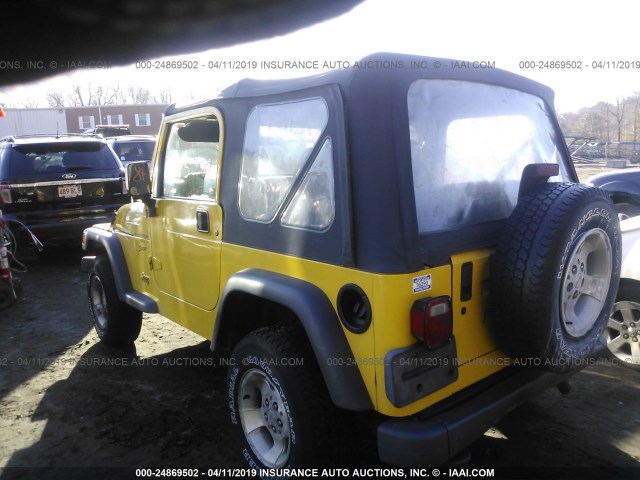 1J4FA49S0YP805481 - 2000 JEEP WRANGLER / TJ SPORT YELLOW photo 3