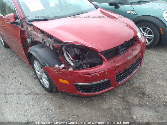 3VWRZ7AJ1AM038216 - 2010 VOLKSWAGEN JETTA SE/SEL RED photo 6