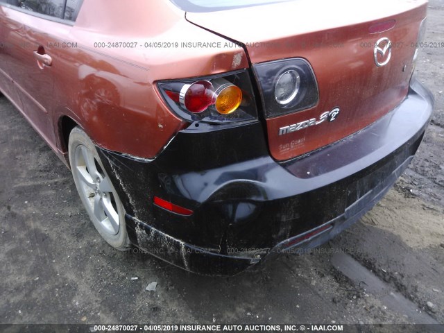 JM1BK123641150050 - 2004 MAZDA 3 S ORANGE photo 6