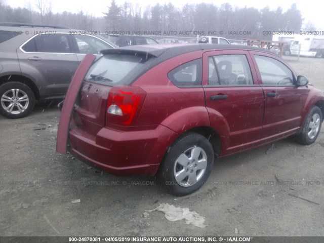 1B3HB28B47D132858 - 2007 DODGE CALIBER RED photo 4