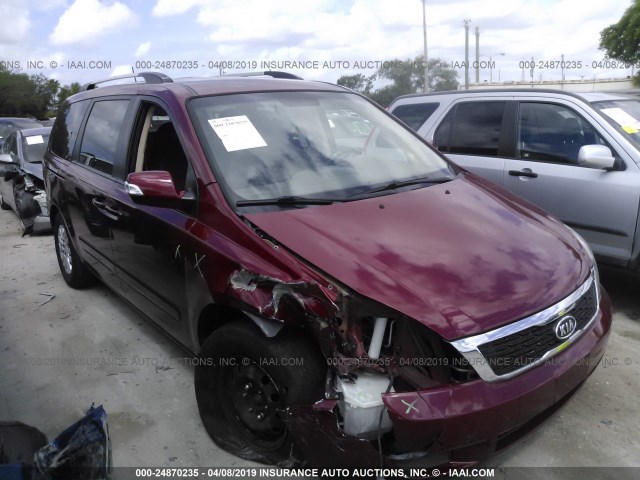 KNDMG4C79C6427871 - 2012 KIA SEDONA LX MAROON photo 1