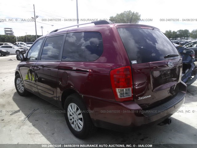 KNDMG4C79C6427871 - 2012 KIA SEDONA LX MAROON photo 3