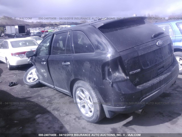 2FMDK4JC0BBA83180 - 2011 FORD EDGE SEL BLACK photo 3