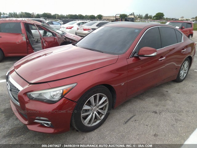 JN1BV7AP3EM686083 - 2014 INFINITI Q50 PREMIUM/SPORT RED photo 2