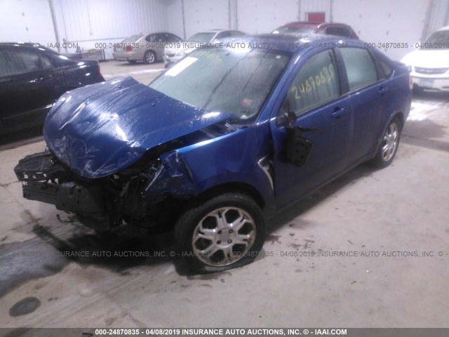 1FAHP35N28W102936 - 2008 FORD FOCUS SE/SEL/SES BLUE photo 2