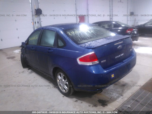 1FAHP35N28W102936 - 2008 FORD FOCUS SE/SEL/SES BLUE photo 3