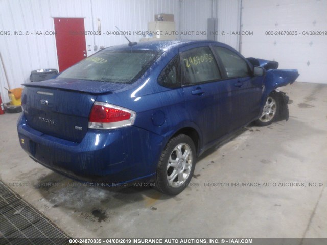 1FAHP35N28W102936 - 2008 FORD FOCUS SE/SEL/SES BLUE photo 4