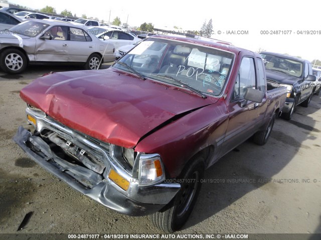 4TARN93P9RZ234664 - 1994 TOYOTA PICKUP 1/2 TON EX LONG WHLBSE DX RED photo 2