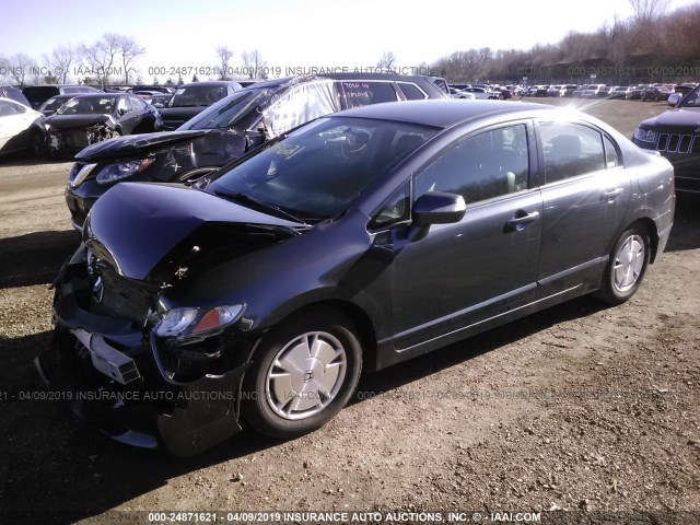 JHMFA3F21AS006539 - 2010 HONDA CIVIC HYBRID BLUE photo 2