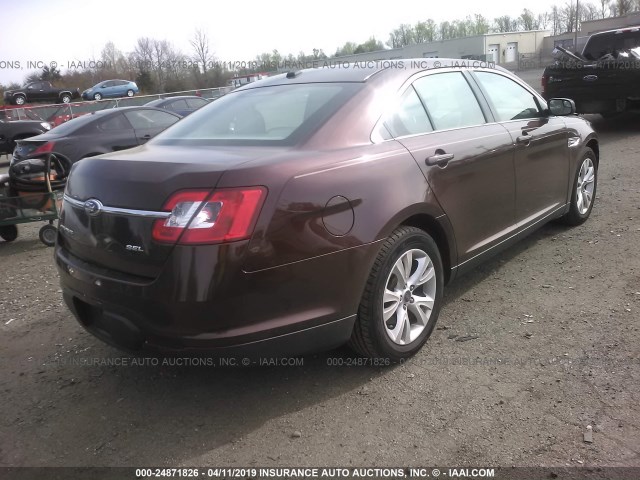 1FAHP2EW5CG126489 - 2012 FORD TAURUS SEL BURGUNDY photo 4