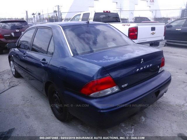 JA3AJ26E82U033645 - 2002 MITSUBISHI LANCER ES BLUE photo 3