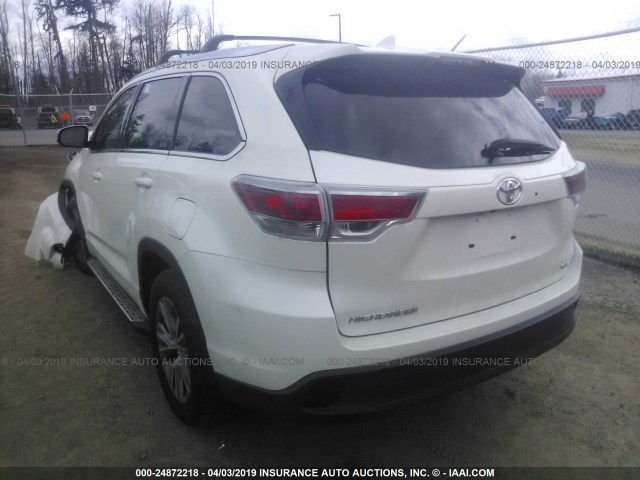 5TDKKRFH0ES029863 - 2014 TOYOTA HIGHLANDER XLE თეთრი ფოტო 3