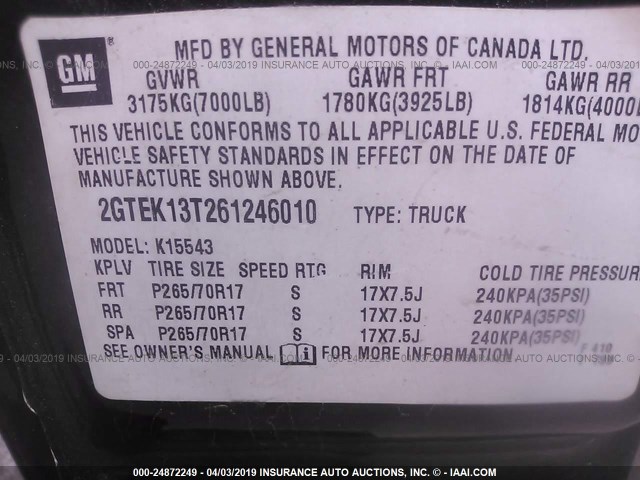 2GTEK13T261246010 - 2006 GMC NEW SIERRA K1500 BLACK photo 9