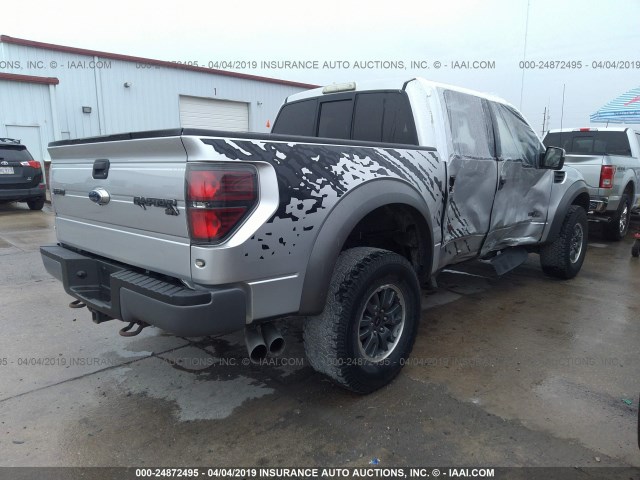 1FTFW1R60BFA70376 - 2011 FORD F150 SVT RAPTOR GRAY photo 4