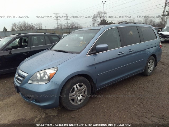 5FNRL38655B134844 - 2005 HONDA ODYSSEY EXL BLUE photo 2