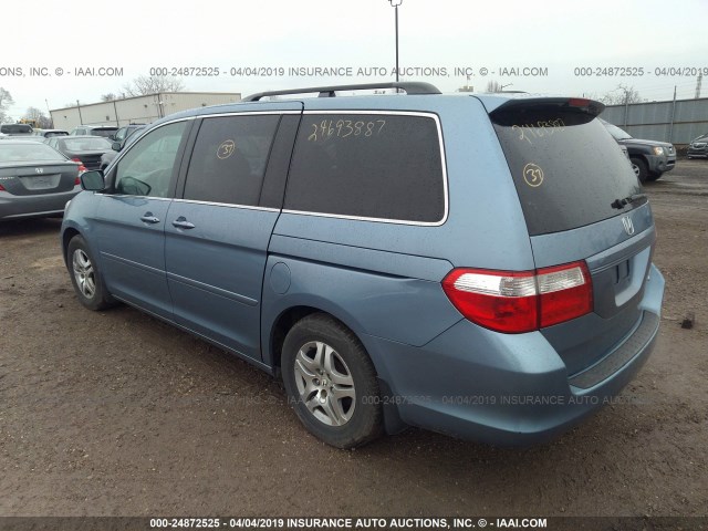 5FNRL38655B134844 - 2005 HONDA ODYSSEY EXL BLUE photo 3