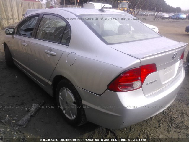 JHMFA36287S001878 - 2007 HONDA CIVIC HYBRID SILVER photo 3