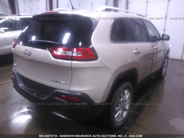 1C4PJMDB6EW300659 - 2014 JEEP CHEROKEE LIMITED TAN photo 4