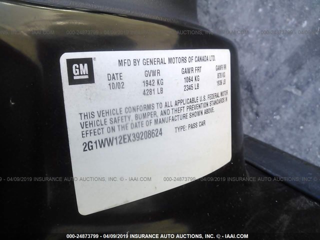 2G1WW12EX39208624 - 2003 CHEVROLET MONTE CARLO LS 黑色 照片 9