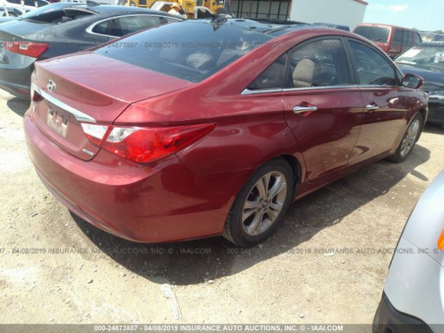 5NPEC4AC1DH568084 - 2013 HYUNDAI SONATA SE/LIMITED RED photo 4