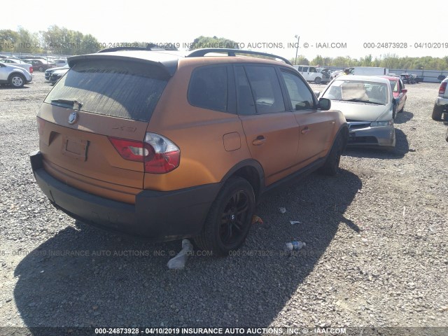 WBXPA934X4WD00054 - 2004 BMW X3 3.0I ORANGE photo 4