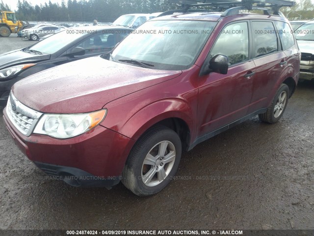 JF2SHABC3BH722082 - 2011 SUBARU FORESTER 2.5X MAROON photo 2