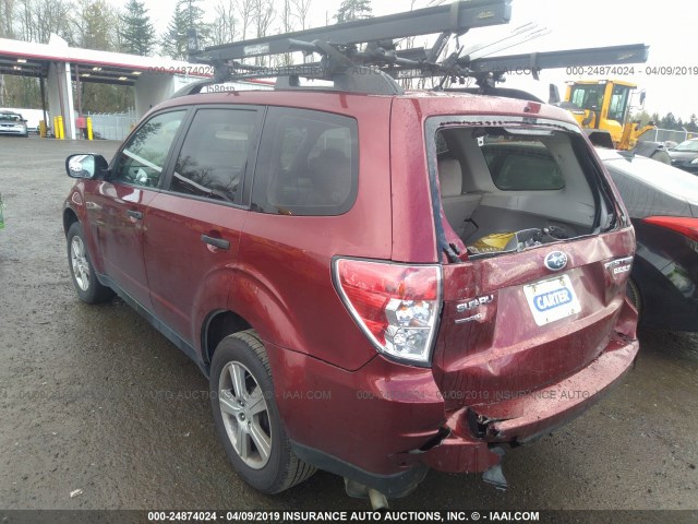 JF2SHABC3BH722082 - 2011 SUBARU FORESTER 2.5X MAROON photo 3