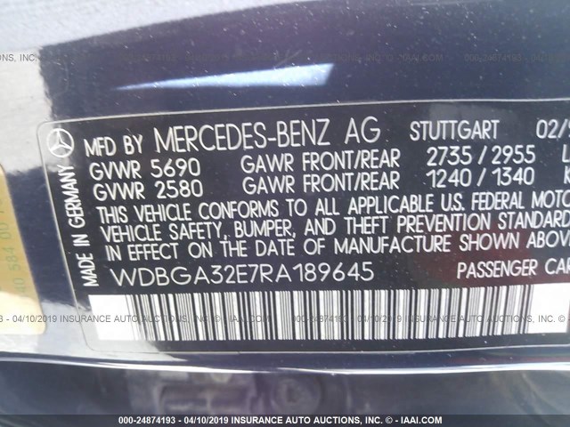 WDBGA32E7RA189645 - 1994 MERCEDES-BENZ S 320 BLUE photo 9