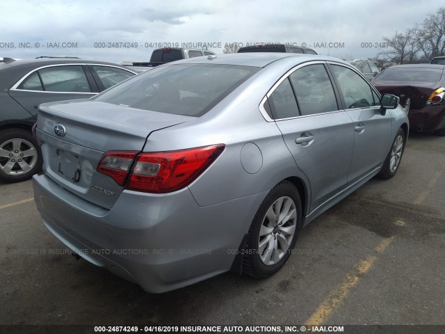 4S3BNBE61F3063652 - 2015 SUBARU LEGACY 2.5I PREMIUM SILVER photo 4