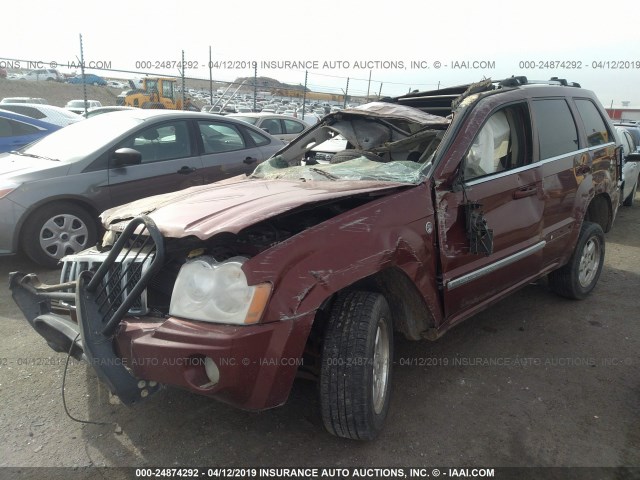 1J8HR68297C627380 - 2007 JEEP GRAND CHEROKEE OVERLAND RED photo 2