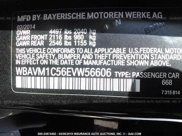 WBAVM1C56EVW56606 - 2014 BMW X1 SDRIVE28I BLACK photo 9