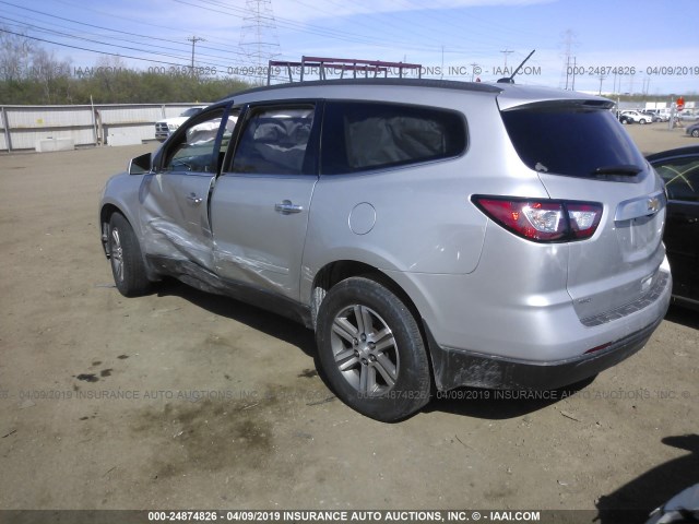 1GNKVHKD2FJ199944 - 2015 CHEVROLET TRAVERSE LT SILVER photo 3