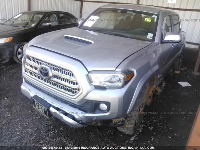 5TFCZ5AN0HX092742 - 2017 TOYOTA TACOMA DBL CAB/SR/TRDSPT/OR/PRO SILVER photo 2