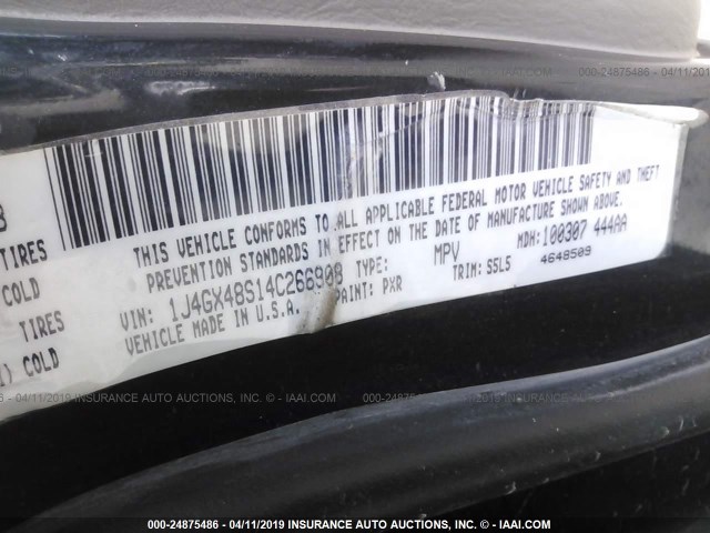 1J4GX48S14C266908 - 2004 JEEP GRAND CHEROKEE LAREDO/COLUMBIA/FREEDOM 黑色 照片 9