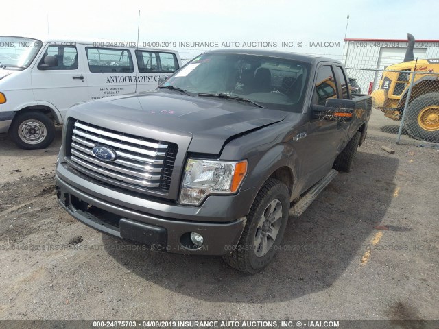 1FTEX1CM0BFC35018 - 2011 FORD F150 SUPER CAB GRAY photo 2