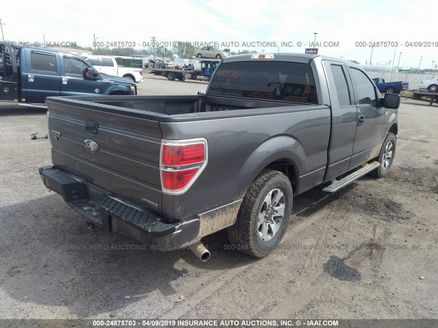 1FTEX1CM0BFC35018 - 2011 FORD F150 SUPER CAB GRAY photo 4