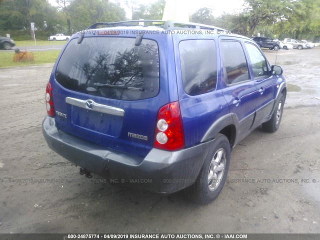 4F2YZ96175KM32853 - 2005 MAZDA TRIBUTE S BLUE photo 4