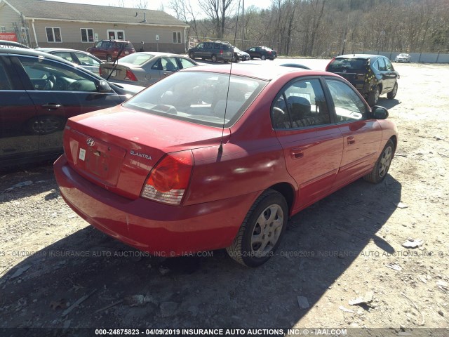 KMHDN46D34U819423 - 2004 HYUNDAI ELANTRA GLS/GT RED photo 4