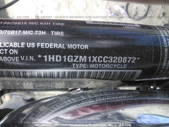 1HD1GZM1XCC320872 - 2012 HARLEY-DAVIDSON FLD SWITCHBACK RED photo 10