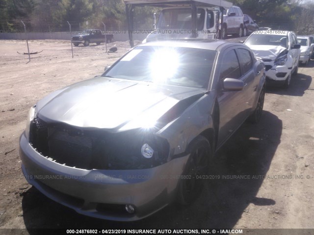 1C3CDZCB5DN677318 - 2013 DODGE AVENGER SXT GRAY photo 2