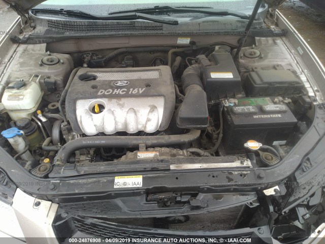 5NPET46C67H230306 - 2007 HYUNDAI SONATA GLS GRAY photo 10