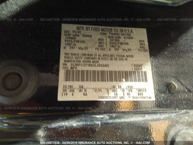 5LMFU27R83LJ05685 - 2003 LINCOLN NAVIGATOR 黑色 照片 9