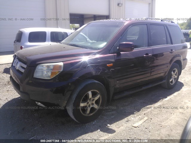 5FNYF28457B021393 - 2007 HONDA PILOT EX BURGUNDY photo 2