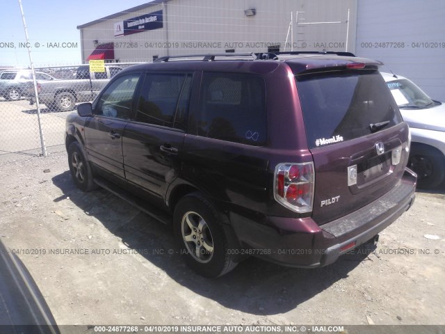 5FNYF28457B021393 - 2007 HONDA PILOT EX BURGUNDY photo 3